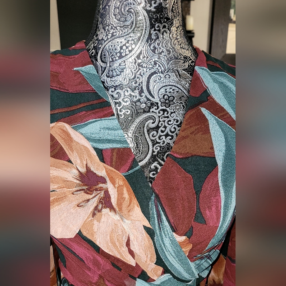 NWOT Blue and Orange Asymmetrical Tiered Sundress with Bishop Sleeves 22 - Picture 7 of 8